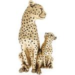 Hestia Guépard Family Duo Figurine de guépard Or Maman et Lionceau 25 cm