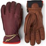 Gants de ski Hestra rouge bordeaux en cuir imperméables 10 pouces look fashion 