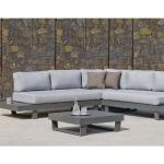 Hevea - Salon de jardin en aluminium canapé d'angle Anastacia anthracite