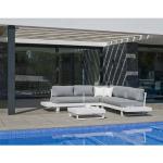 Hevea - Salon de jardin en aluminium canapé d'angle Anastacia blanc