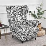 Housses de fauteuil blanches à effet léopard extensibles 