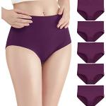 Slips en coton violets en lot de 5 Taille XL look fashion pour femme 