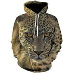 Vêtements de sport d'automne à effet léopard à motif animaux respirants à capuche à manches longues Taille 3 XL look fashion pour homme 