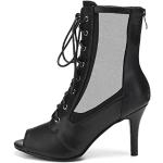 Chaussures de tango Hipposeus noires en caoutchouc respirantes à bouts ouverts à fermetures éclair Pointure 36 look fashion pour femme en promo 