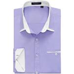 Chemises unies violet clair à manches longues à double col Taille XXL look casual pour homme 