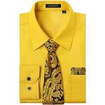 Chemises unies de mariage jaunes à manches longues Taille S look business pour homme 