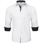 Chemises blanches à pois imprimées à manches longues Taille 4 XL look casual pour homme 