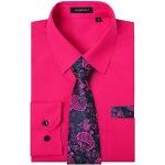 Chemises unies de mariage rose fushia à manches longues Taille XL look business pour homme 