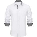 Chemises unies blanches à manches longues à double col Taille M classiques pour homme 
