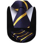 Cravates de mariage bleu marine à rayures en microfibre Tailles uniques classiques pour homme 