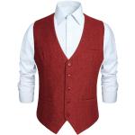 Gilets rouge bordeaux en tweed sans manches sans manches Taille 3 XL look fashion pour homme 