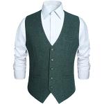 Gilets de mariage verts en tweed sans manches sans manches Taille 3 XL look fashion pour homme 