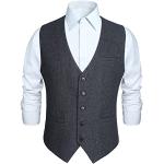 Gilets de mariage gris en tweed sans manches sans manches Taille 4 XL look casual pour homme 