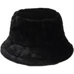 Chapeaux bob noirs en peluche 58 cm look fashion pour femme en promo 