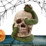 HiXip 5 Pcs Crâne avec décor d'halloween Serpent, Lampe crâne d'halloween | Décoration de crâne avec Serpent | Fonctionnant à Piles, décor de Bureau d'halloween, lumière LED intégrée, décoration de