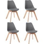 Chaises en bois gris foncé en hêtre en lot de 4 scandinaves 