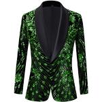 Vestes de costume vertes à fleurs en velours à paillettes Taille XS look fashion pour homme 
