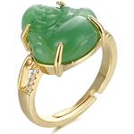 Bagues vert jade à motif Bouddha look fashion pour femme 