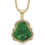 Pendentifs en or vert jade en or à motif Bouddha 18 carats look fashion pour femme 