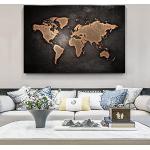 Tableaux sur toile blancs imprimé carte du monde 