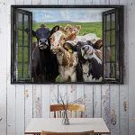 Tableaux sur toile blancs à motif vaches modernes 