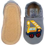HOBEA-Germany Chaussures de Jardin d'enfants Safestep, Chaussons pour Enfants, Chaussures en Cuir (Camion-Grue Gris, 24/25)