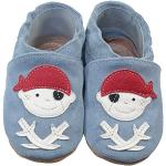 HOBEA-Germany Chaussures de Jardin d'enfants Safestep, chaussons pour enfants, chaussures en cuir (Pirat bleu clair, 22/23)
