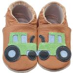 HOBEA-Germany Chaussures de Jardin d'enfants Safestep, chaussons pour enfants, chaussures en cuir (Tracteur marron, 22/23)