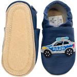HOBEA-Germany Chaussures de Jardin d'enfants Safestep, chaussons pour enfants, chaussures en cuir (Voiture de police bleu foncé, 22/23)
