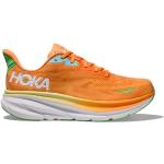 Chaussures de running Hoka Clifton orange en fil filet légères pour homme en promo 