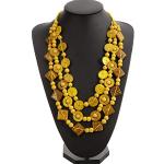 Colliers ethniques jaunes en bois à perles style ethnique pour femme 