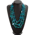 Colliers ethniques bleus en bois à perles style bohème pour femme en promo 