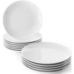 Assiettes plates blanches en porcelaine en lot de 12 diamètre 27 cm 