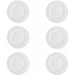 Assiettes plates blanches en porcelaine en lot de 6 diamètre 21 cm modernes 