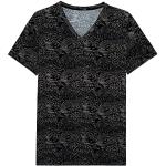 T-shirts col V HOM noirs à imprimé animal en microfibre à manches courtes à col en V Taille XXL look fashion pour homme 