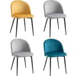 Chaises design multicolores en velours en lot de 4 scandinaves 