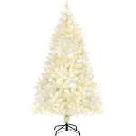 HOMCOM Sapin de Noël Artificiel Lumineux Blanc 180 cm 650 Branches 150 LED - Support Pied Pliable