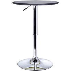 HOMCOM Table de Bar Table Bistro Mange-Debout Chic Style Contemporain Table Ronde Hauteur réglable 67-93 cm Ø 63 cm Plateau pivotant 360° métal chromé PVC Noir