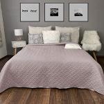Jetés de lit roses tressés en polyester 240x220 cm 