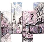 Posters multicolores en MDF à motif Paris 