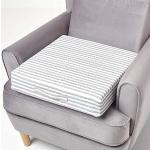 Galettes de chaise Homescapes grises à rayures en coton lavable en machine 50x50 cm 