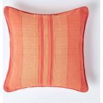 Housses de coussin Homescapes orange à rayures en coton 45x45 cm 