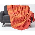 Boutis Homescapes orange en coton à franges 150x200 cm 