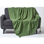 Jetés de lit Homescapes verts en coton lavable en machine 150x200 cm 