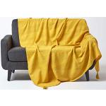 Jetés de lit Homescapes jaunes en coton lavable en machine 