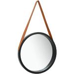 Miroirs muraux noirs en bois de Paulownia diamètre 50 cm rétro 