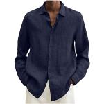 Chemises cintrées bleu marine à carreaux à manches longues à col roulé Taille 5 XL style bohème pour homme 