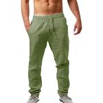 Pantalons en lin de mariage verts Taille XL plus size look casual pour femme 