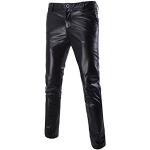 Pantalons classiques noirs en cuir métalliques Taille XS look casual pour homme 