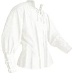Chemises blanches à carreaux en flanelle en lin à manches longues Taille L look médiéval pour homme 